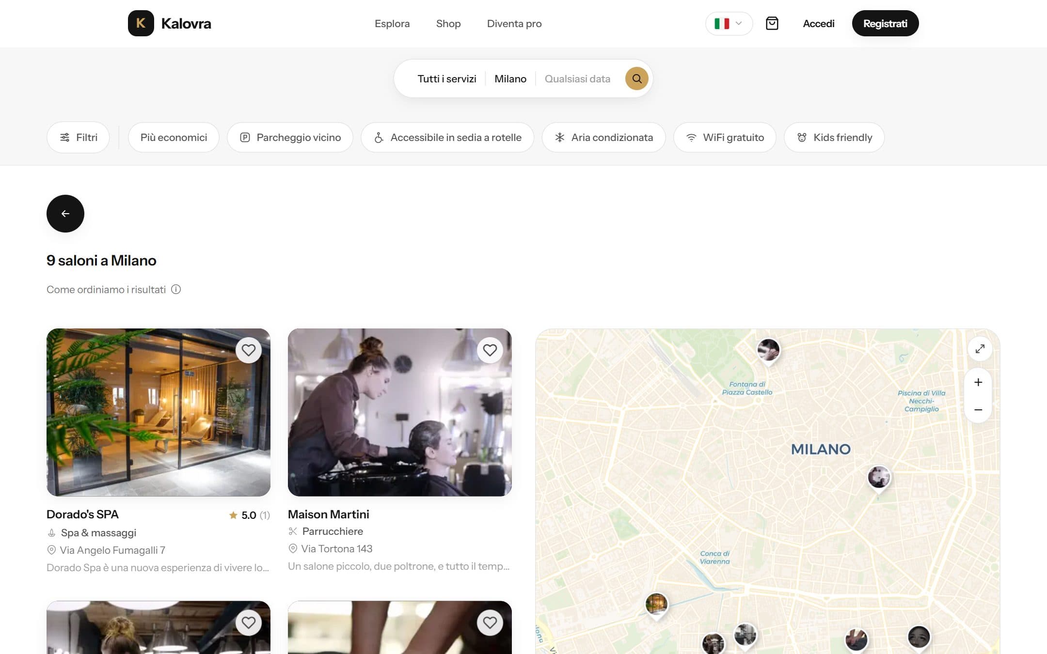Dans la recherche de votre ville et sur la carte